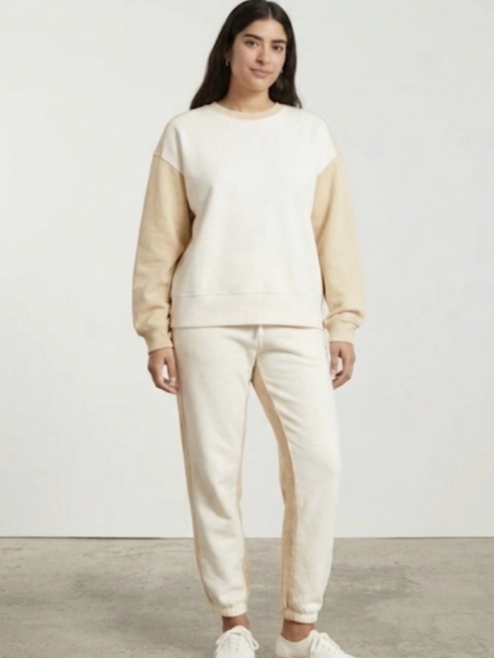 Everlane Neutral Matching Set Crewneck Sweatshirt Joggers Cream and Beige lounge